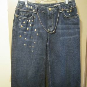 SEVEN 7 STUDDED DENIM CROP PANT W/ CHAIN BELT
